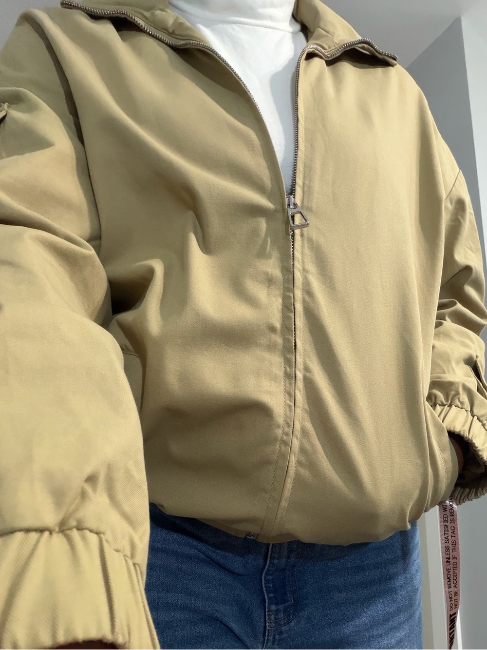 House of CB New Lightweight Taupe Oversized Zip-Front Cotton Track Jacket-NWT